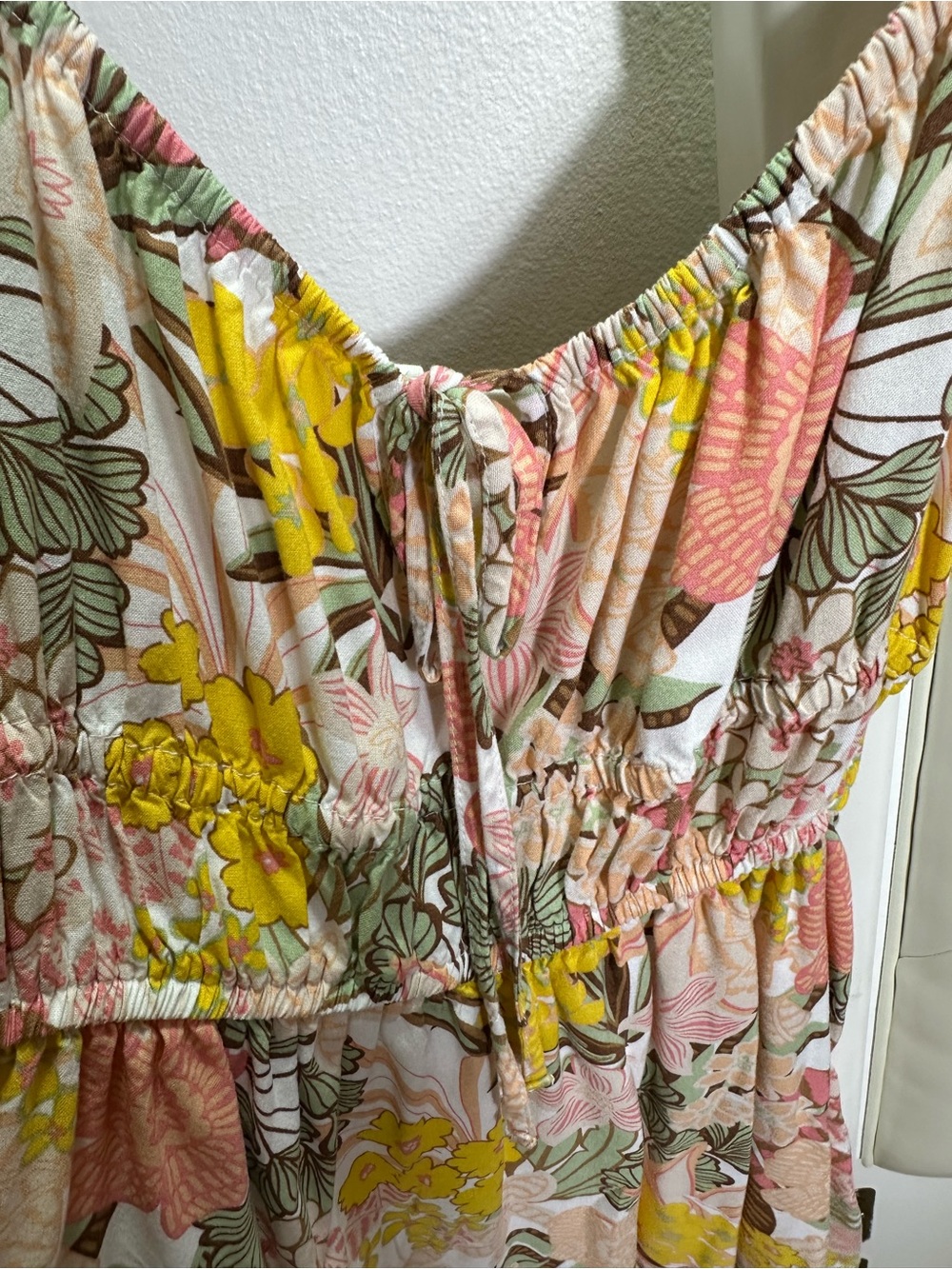 Roxy LA VIDA Floral  Mini Dress in Pink, Yellow & Cream SIZE MEDIUM - Picture 7 of 9